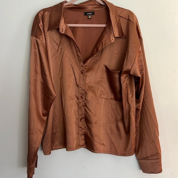 AFRM Copper Silk Button Up​​ - Picture 2 of 5